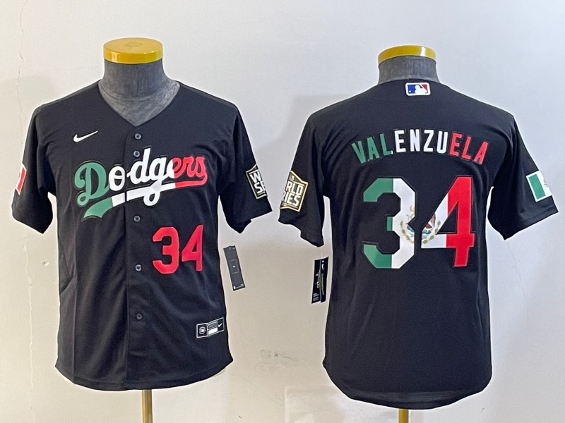 Youth Los Angeles Dodgers #34 Toro Valenzuela Black Mexico Cool Base Stitched Baseball Jerseys