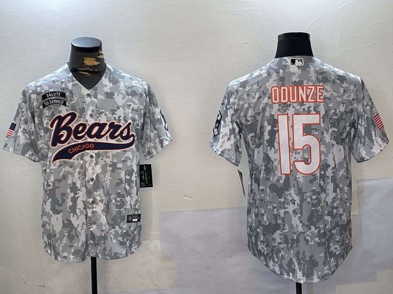 Men's Chicago Bears #15 Rome Odunze 2024 Arctic Camo Salute to Service Stitched Baseball Jersey