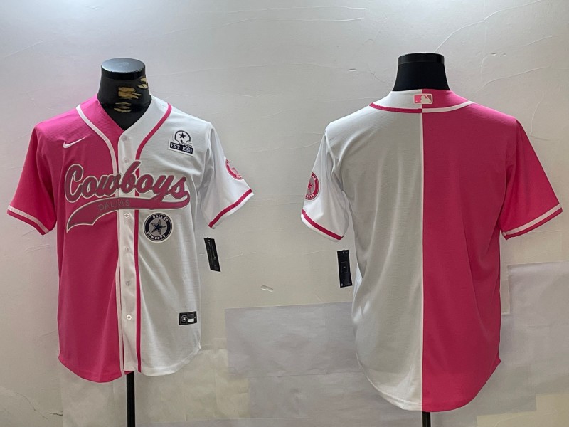 Men's Dallas Cowboys Est.1960 Team Patch Red White Cool Base Stitched Baseball Jersey