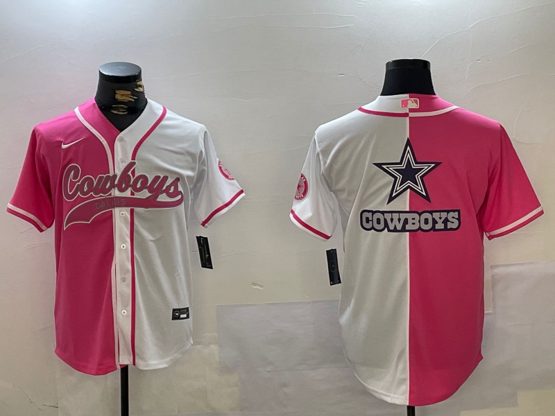 Men's Dallas Cowboys Big Logo Red White Cool Base Stitched Baseball Jersey