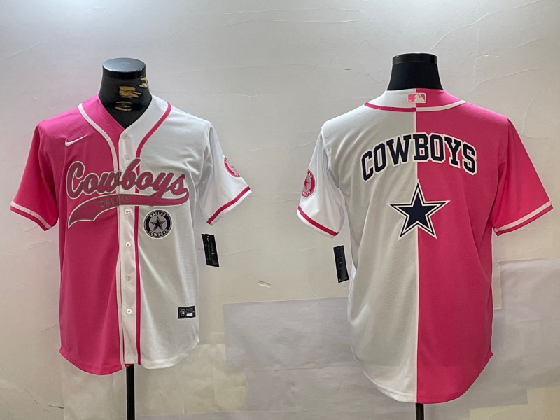 Men's Dallas Cowboys Big Logo With Team Patch Red White Cool Base Stitched Baseball Jersey