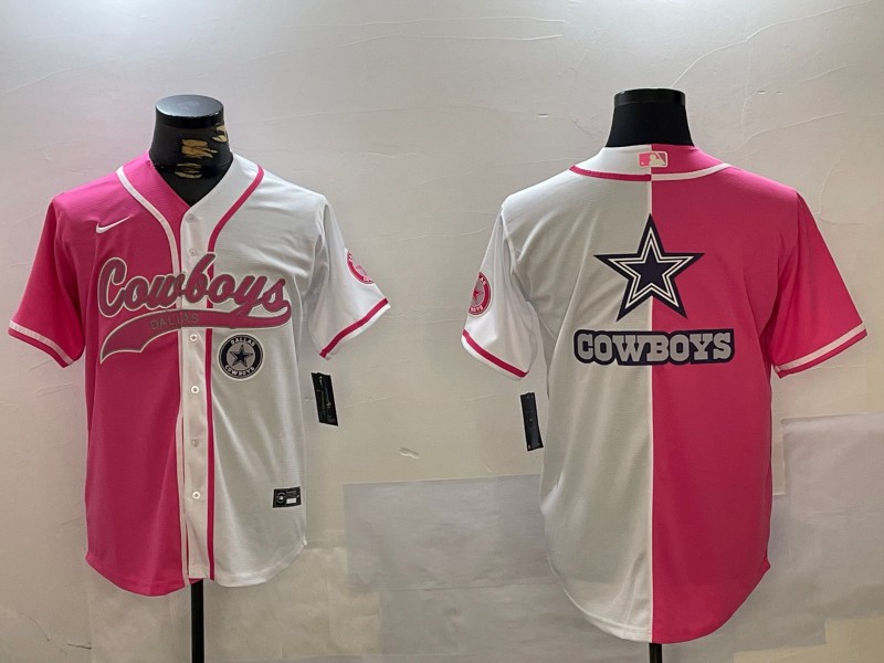 Men's Dallas Cowboys bigo logo Team patch Red White Cool Base Stitched Baseball Jersey