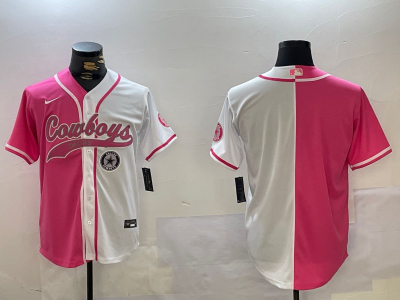 Men's Dallas Cowboys Blank Team Logo Red White With Patch Cool Base Stitched Baseball Jersey