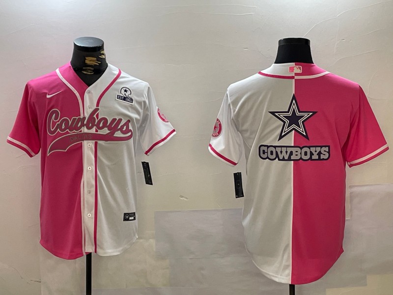 Men's Dallas Cowboys big logo Est.1960 Patch Red White Cool Base Stitched Baseball Jersey