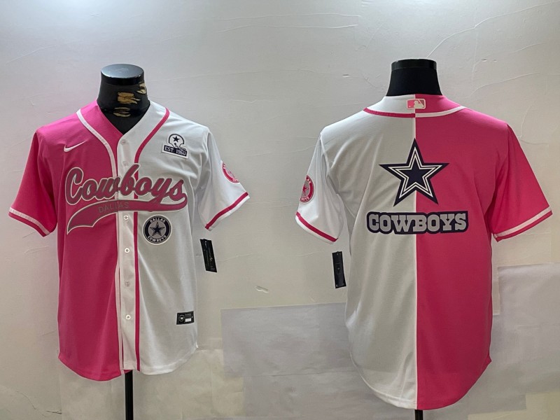 Men's Dallas Cowboys Est.1960 Team Patch Red White Cool Base Stitched Baseball Jerseys