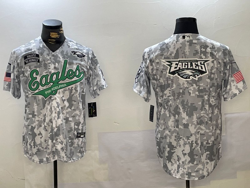 Men's Philadelphia Eagles Big EaglesTeam Logo Arctic Camo 2024 Salute to Service Jerseys