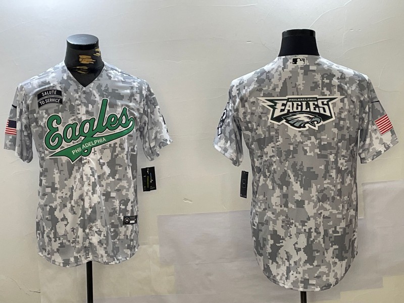 Men's Philadelphia Eagles Big EaglesTeam Logo Arctic Camo 2024 Salute to Service Jersey
