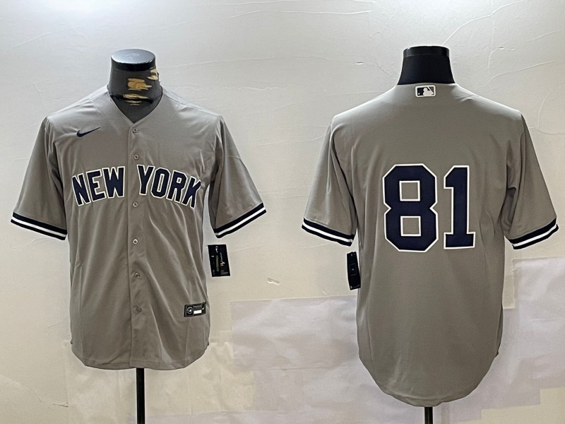 Men's New York Yankees #81 Luis Gil Grey Cool Base Stitched Baseball Player Jersey
