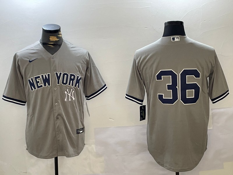 Men's New York Yankees #36 Clarke Schmidt Grey Cool Base Stitched Baseball Player Jerseys