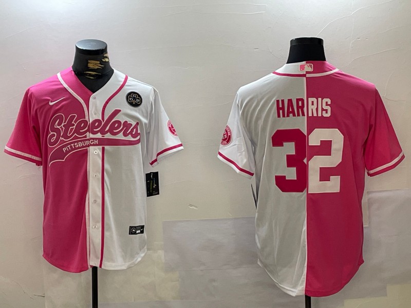 Men's Pittsburgh Steelers #32 Franco Harris DMR Patch 2024 Arctic Red White Salute To Service Stitched Baseball Jersey