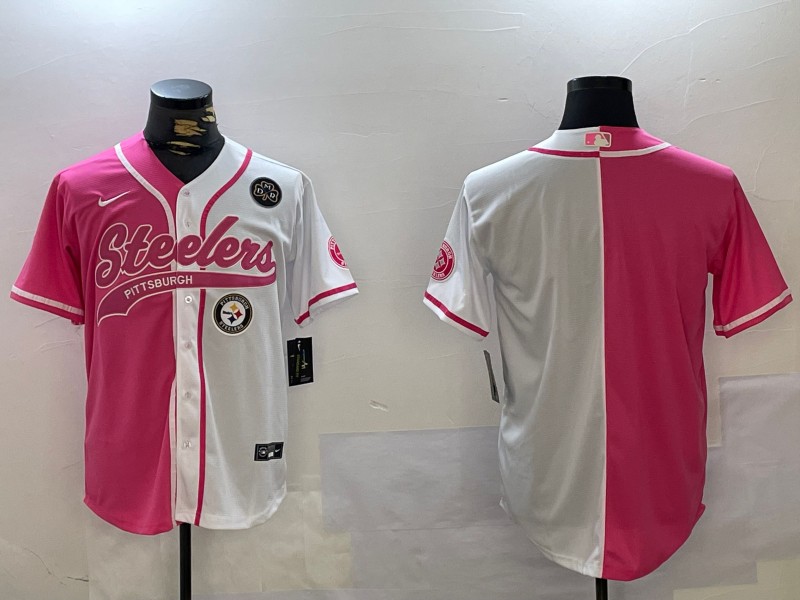 Men's Pittsburgh Steelers Blank DMR Patch 2024 Arctic Red White Salute To Service Stitched Baseball Jerseys