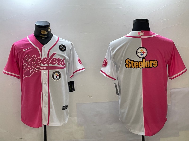 Men's Pittsburgh Steelers DMR patchTeam Logo Arctic Red White Salute To Service Stitched Baseball Jerseys