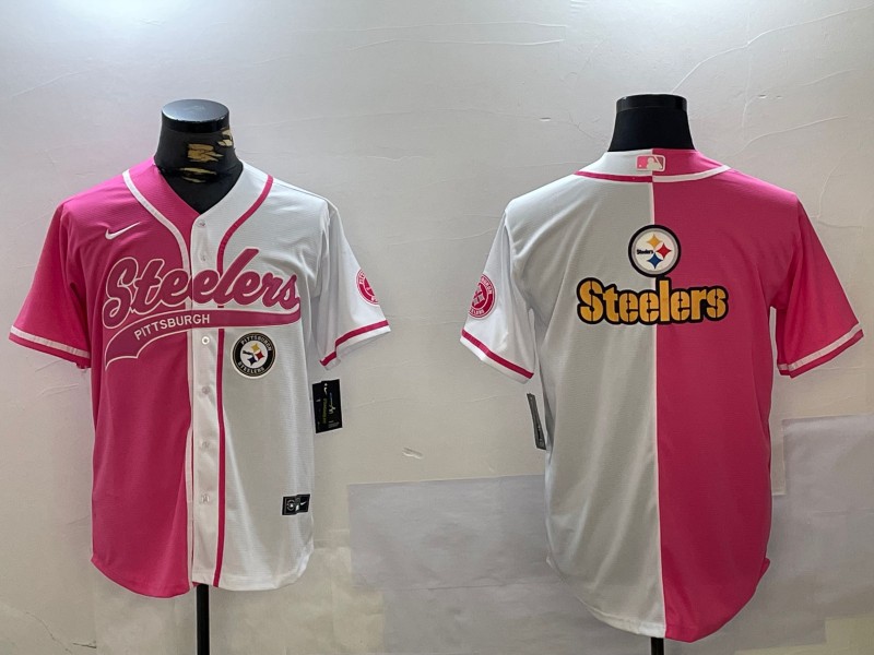 Men's Pittsburgh Steelers Team Logo Arctic Red White Salute To Service Stitched Baseball Jerseys