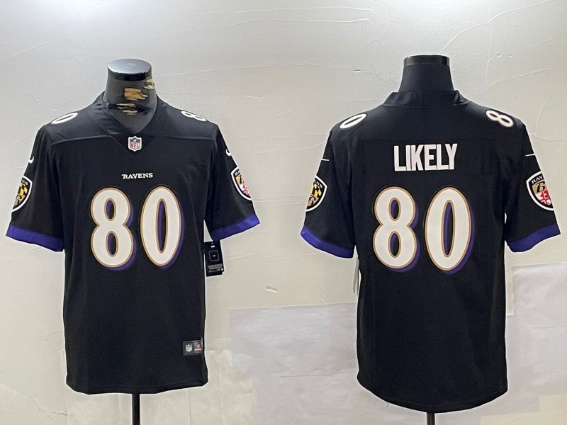 Men's Baltimore Ravens #80 Isaiah Likely Black Vapor Limited Football Limited Jersey