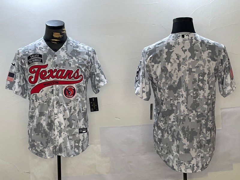 Men's Houston Texans Blank Arctic Camo 2024 Salute to Service Stitched Baseball Jerseys