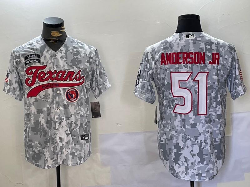 Men's Houston Texans #51 Will Anderson Jr Team Logo Patch Arctic Camo 2024 Salute to Service Stitched Baseball Jersey