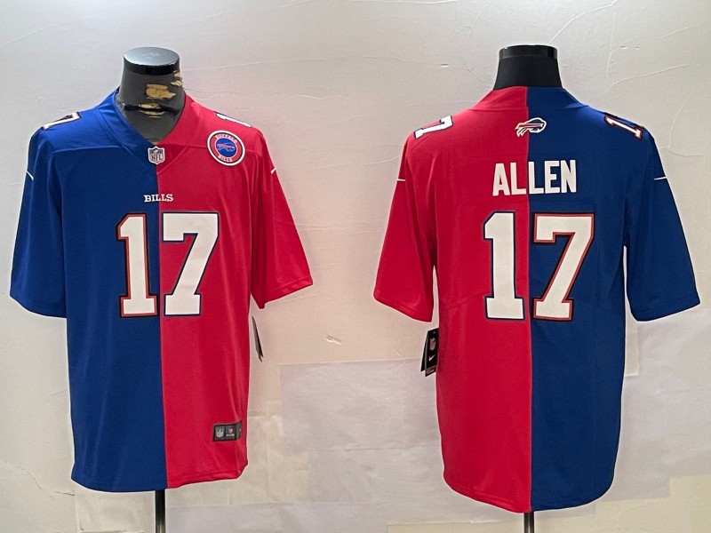Men's Buffalo Bills #17 Josh Allen Royal Red Split Limited Stitched Jerseys