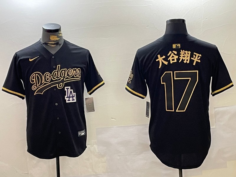 Men's Los Angeles Dodgers #17 大谷翔平 Black Gold LA Limited Stitched Baseball Jersey