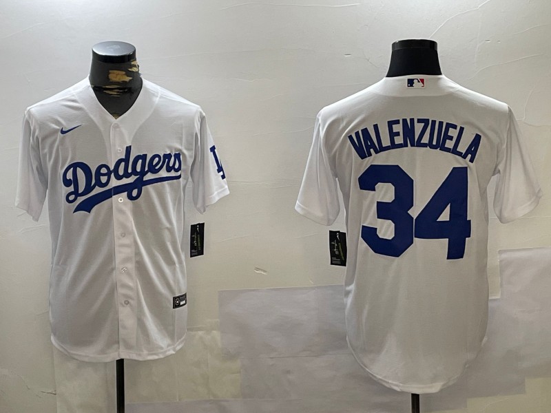 Men's Los Angeles Dodgers #34 Toro Valenzuela White Cool Base Stitched Baseball Jersey