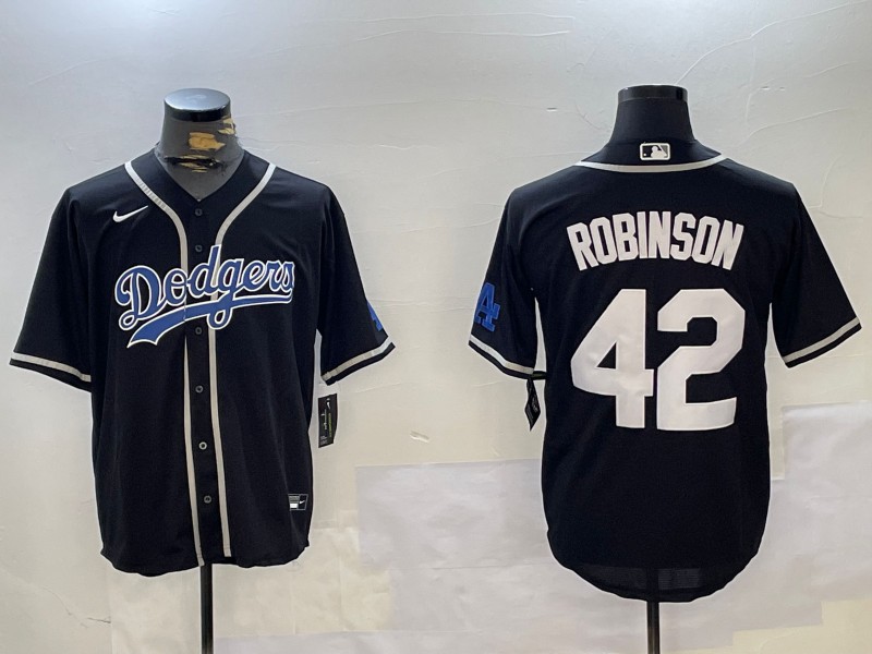 Men's Los Angeles Dodgers #42 Jackie Robinson Black Cool Base Stitched Baseball Jersey