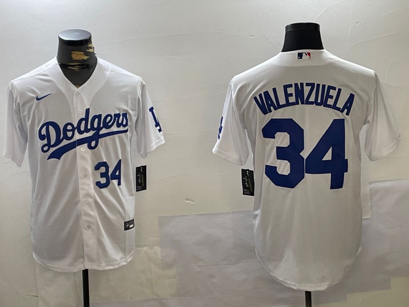 Men's Los Angeles Dodgers #34 Fernando Valenzuela White Limited Stitched Baseball MLB Jersey