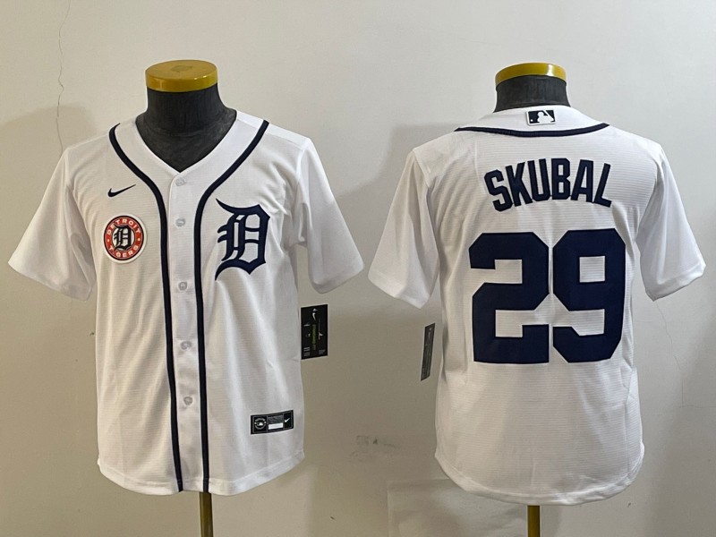 Youth Detroit Tigers #29 Tarik Skubal White Cool Base Limited Stitched Jersey