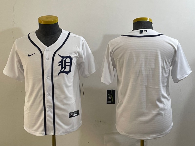 Youth Detroit Tigers Blank White Nike MLB Cool Base Stitched Jersey