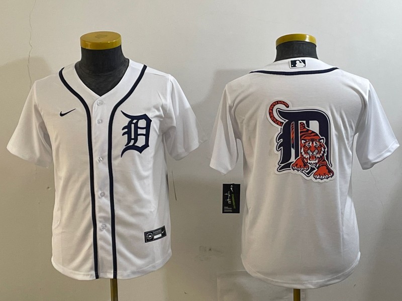 Youth Detroit Tigers Blank White Nike MLB Cool Base Stitched Jerseys