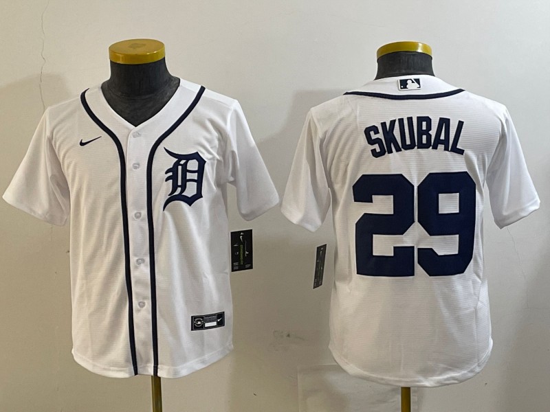 Youth Detroit Tigers #29 Tarik Skubal White Cool Base Limited Stitched MLB Jersey