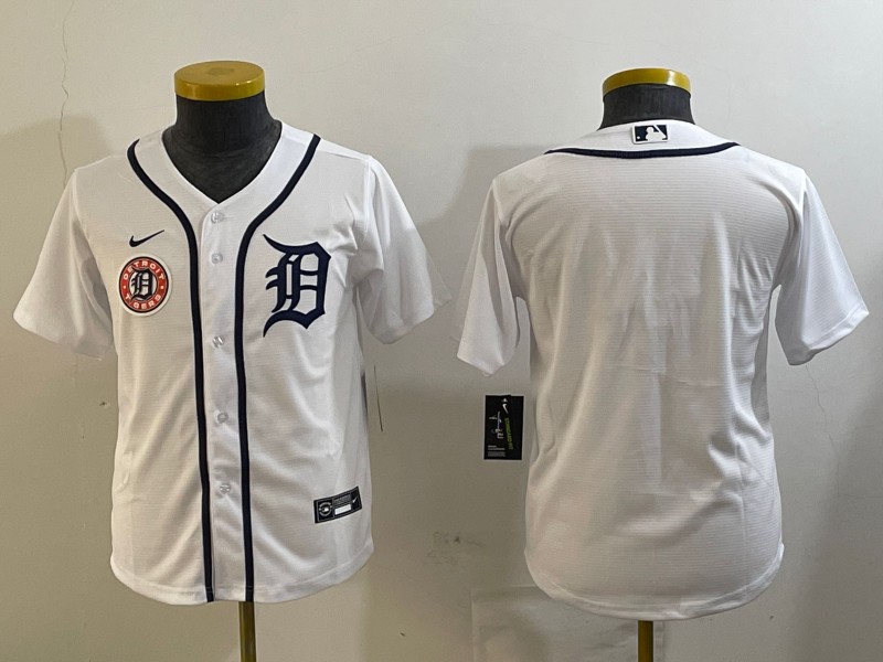 Youth Detroit Tigers Blank White MLB Cool Base Stitched Nike Jersey