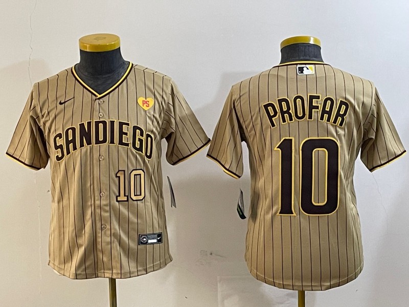 Women's San Diego Padres #10 Jurickson Profar Tan PS Patch Cool Base Stitched Baseball Jerseys