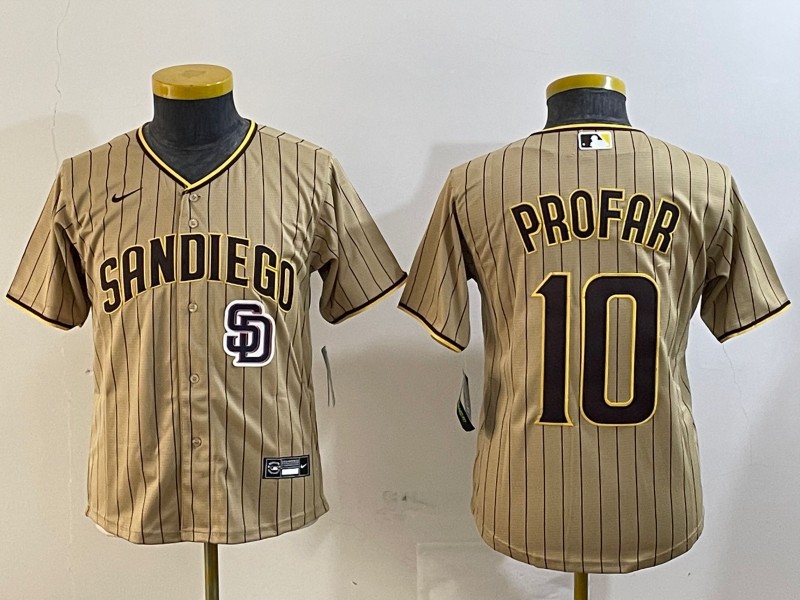 Women's San Diego Padres #10 Jurickson Profar Tan SD Cool Base Stitched Baseball Jersey