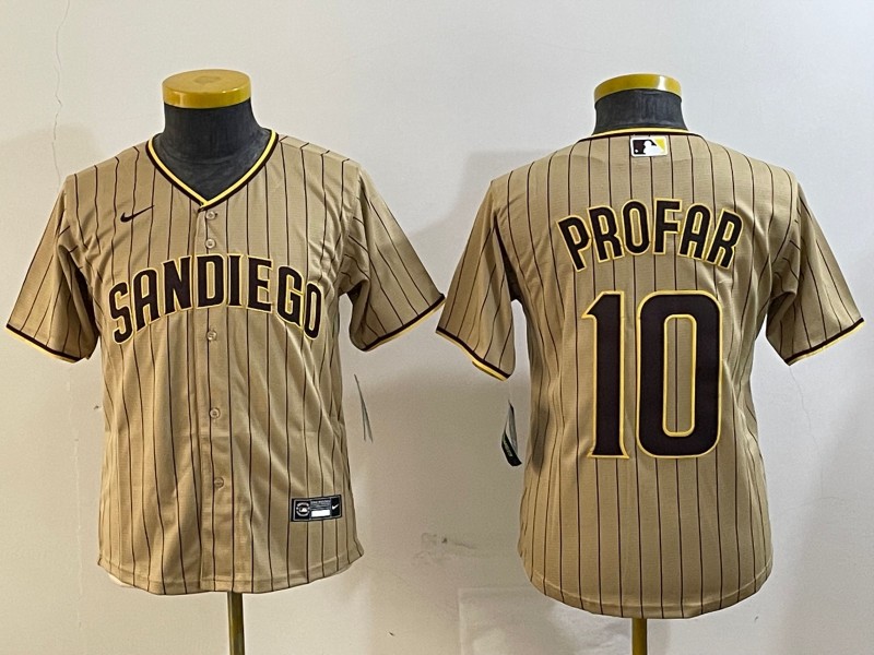 Women's San Diego Padres #10 Jurickson Profar Tan Cool Base Stitched Baseball Jersey