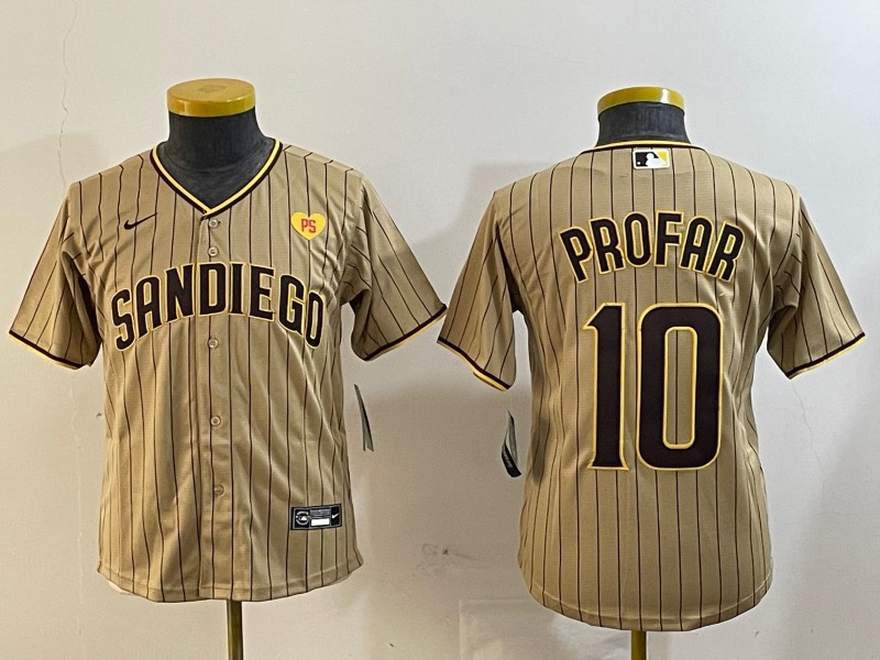 Women's San Diego Padres #10 Jurickson Profar Tan With PS Patch Cool Base Stitched Baseball Jersey