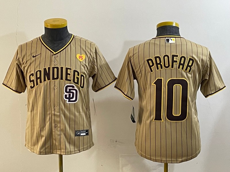 Women's San Diego Padres #10 Jurickson Profar Tan SD PS Patch Cool Base Stitched Baseball Jersey