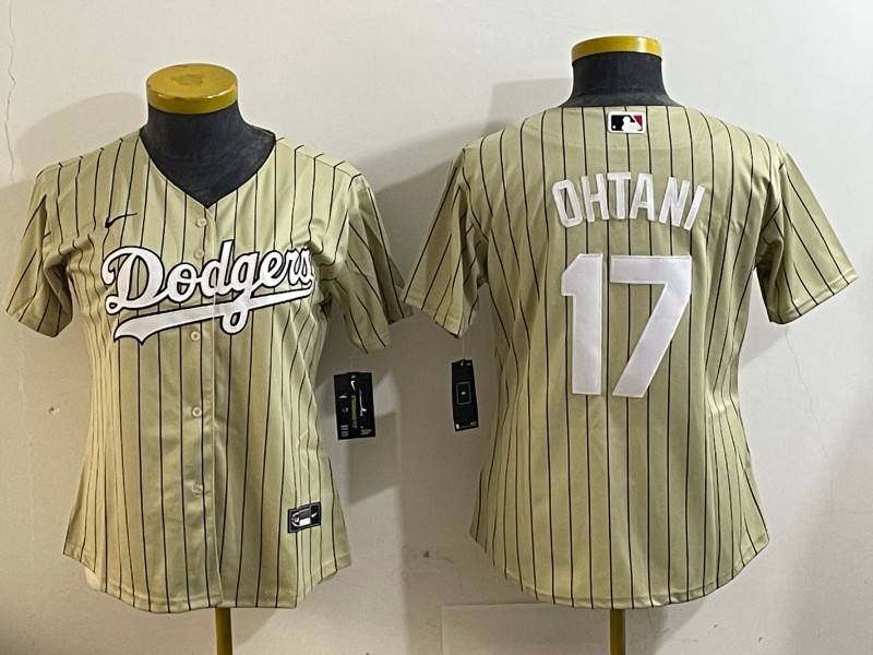 Women's Los Angeles Dodgers #17 Shohei Ohtani Cream Cool Base Stitched Baseball Jersey