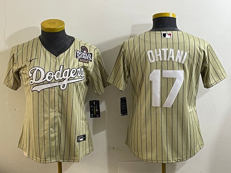Women's Los Angeles Dodgers #17 Shohei Ohtani Cream 2024 World Series Cool Base Stitched Baseball Jersey