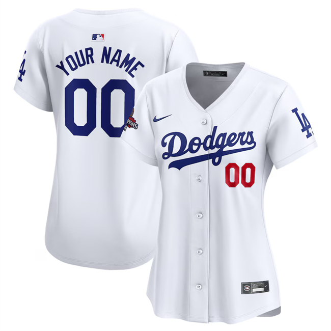 Women's Nike Los Angeles Dodgers ACTIVE PLAYER Custom White 2024 World Series Champions Home Limited Stitched Baseball Jersey(Run Small)