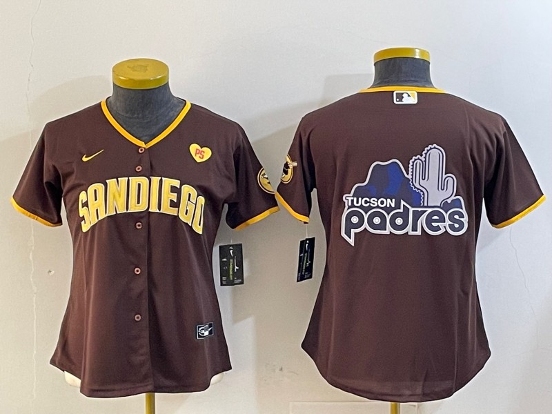 Women's San Diego Padres Blank Brown With PS Patch Cool Base Nike Stitched Jersey