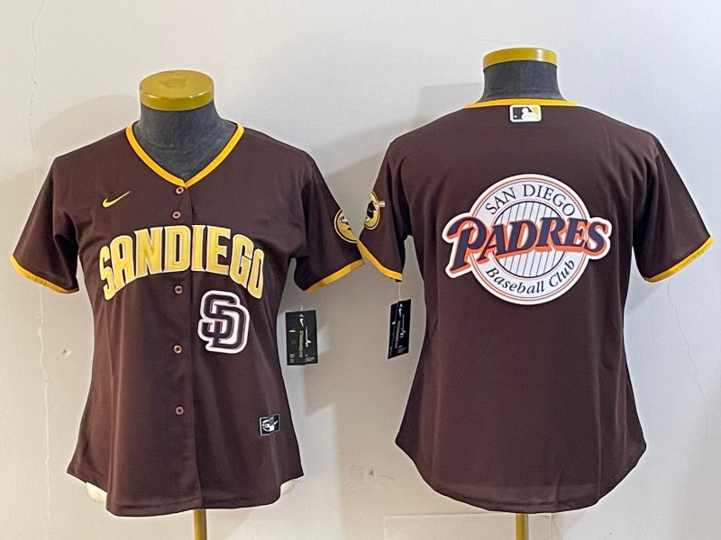 Women's San Diego Padres Blank Brown Cool Base Nike Stitched Jersey