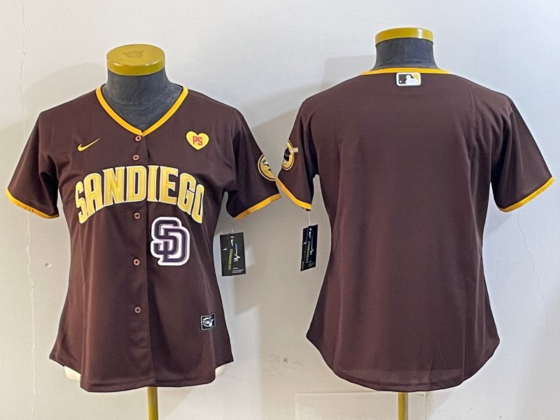 Women's San Diego Padres Blank Brown With PS Patch Cool Base Stitched Nike Jersey