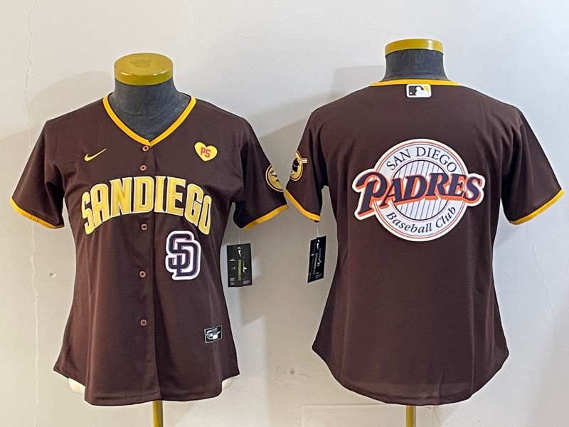 Women's San Diego Padres Blank Brown With PS Patch Cool Base Stitched Nike Jerseys