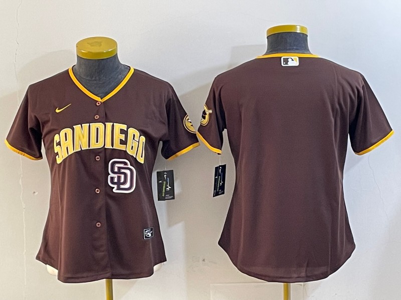 Women's San Diego Padres Blank Brown Cool Base Stitched Jersey