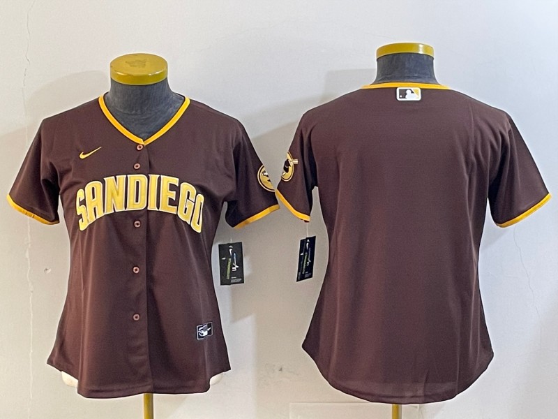 Women's San Diego Padres Blank Brown Cool Base Stitched Jerseys