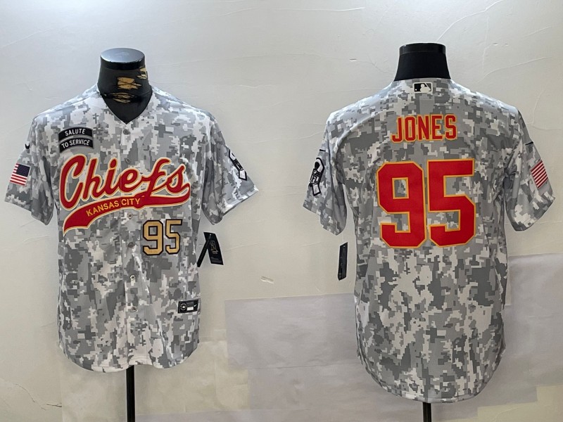 Men's Kansas City Chiefs #95 Chris Jones Arctic Camo Number 2024 Salute to Service Stitched Baseball Jersey