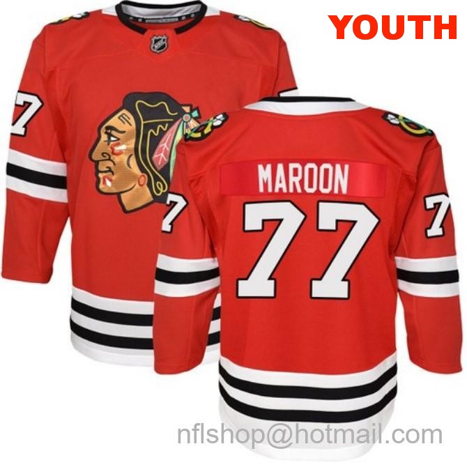Kids Chicago Blackhawks #77 Pat Maroon Home Red Breakaway Stitched Hockey Jersey