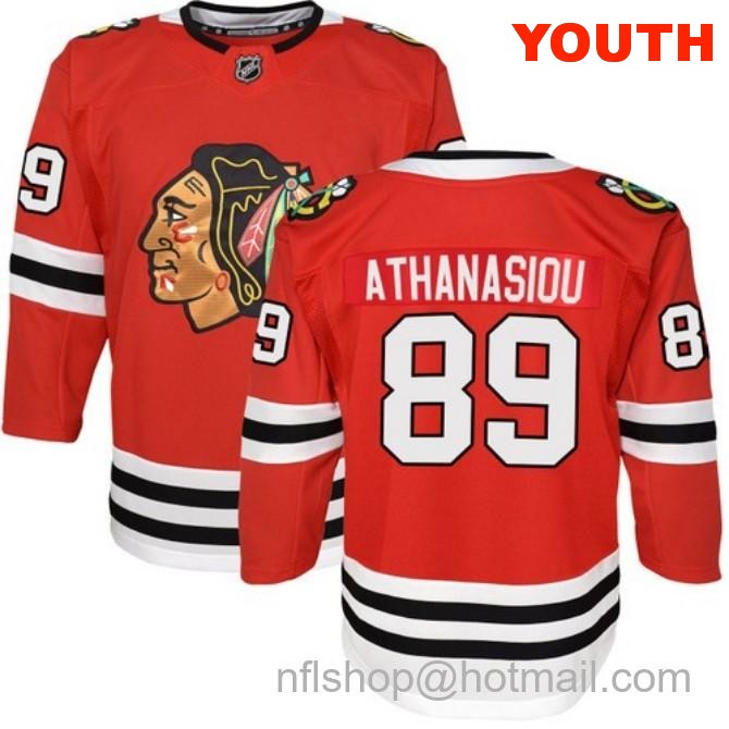 Kids Chicago Blackhawks #89 Andreas Athanasiou Home Red Breakaway Stitched Hockey Jersey