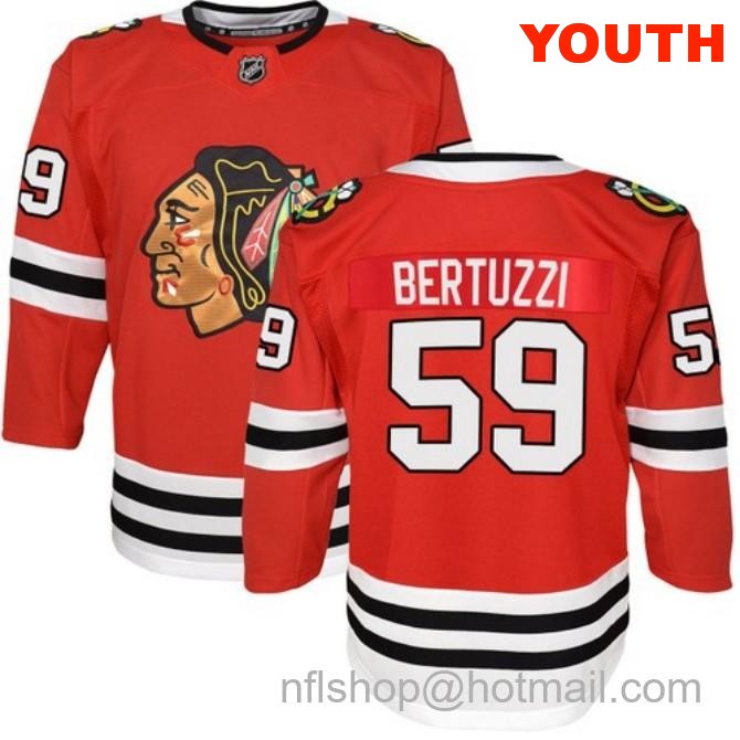 Kids Chicago Blackhawks #59 Tyler Bertuzzi Home Red Breakaway Stitched Hockey Jersey