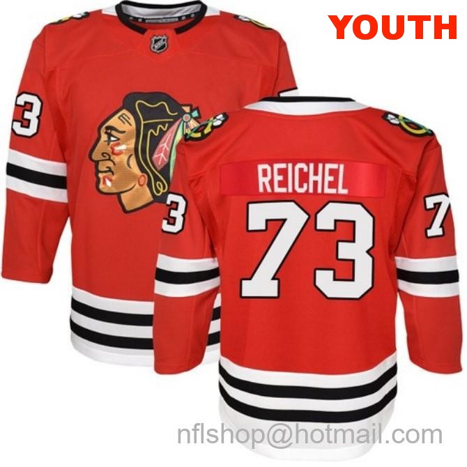 Kids Chicago Blackhawks #73 Lukas Reichel Home Red Breakaway Stitched Hockey Jersey