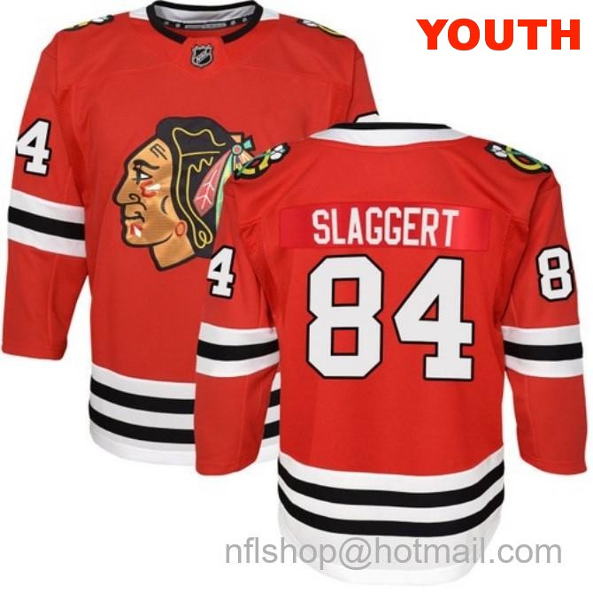 Kids Chicago Blackhawks #84 Landon Slaggert Home Red Breakaway Stitched Hockey Jersey